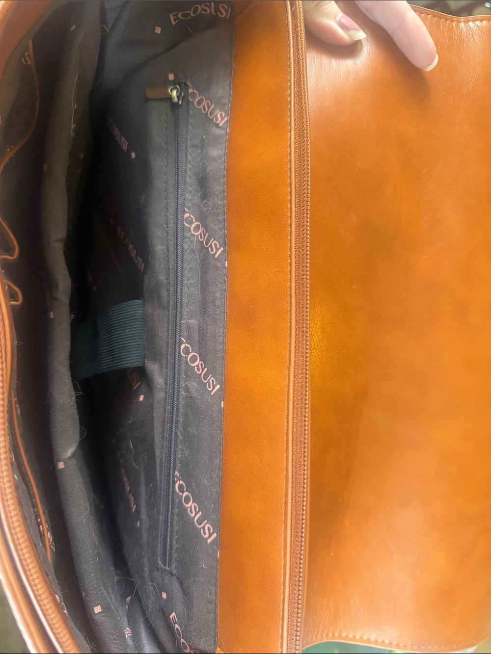 Ecosusi Women's Tan Bow Accent Floral Detail Messenger Laptop Bag EUC - Picture 7 of 7